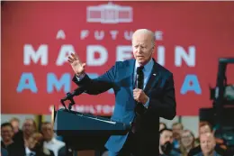  ?? ANDREW HARNIK/AP ?? President Biden told donors he thinks Democrats can pick up at least four Senate seats in November.