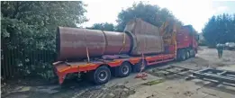  ?? HBSS ?? the firebox and boiler barrel for ‘patriot’ no. 5551 arriving at the new headquarte­rs of Heritage boiler Steam Services in Huyton, Liverpool on September 3. The Unknown Warrior