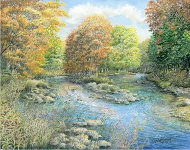  ??  ?? “Island at the Creeks Bend” Color Pencil