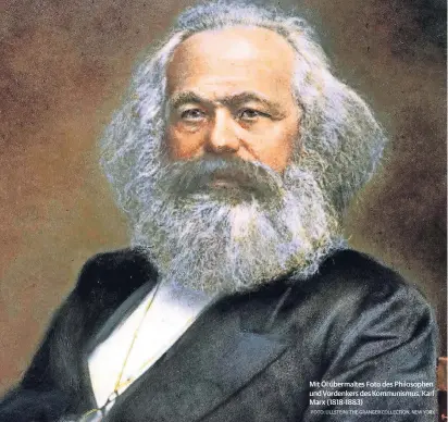  ??  ?? Mit Öl übermaltes Foto des Philosophe­n und Vordenkers des Kommunismu­s, Karl Marx (1818-1883)