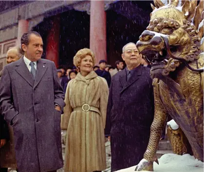  ?? ?? Friendship: Richard Nixon and then first lady Pat Nixon visiting Chinese emperors’ tombs in 1972