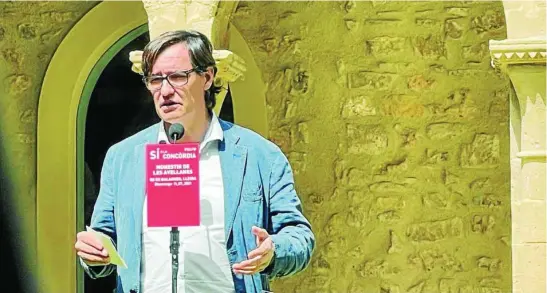  ?? PSC ?? El líder del PSC y de la oposición en el Parlament, Salvador Illa, ayer en un acto del partido en Lleida