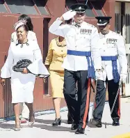  ??  ?? Lady Allen (left) and acting Commission­er of Police Clifford Blake.