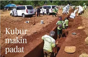  ?? (Foto The Jakarta Post) ?? Tanah perkuburan Pondok Ranggon, pusat pengebumia­n kes COVID-19 sejak Mac lalu dijangka kritikal menjelang Oktober.