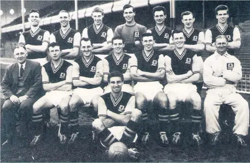  ??  ?? Villa’s 1957 FA Cup-winning squad – Back (left to right), Aldis, Lynn, Crowther, Sims, Dugdale, Pace, Birch; seated Eric Houghton (manager), Smith, Sewell, Myerscough, Dixon, Mcparland, Bill Moore (trainer); on ground: Saward.