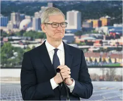  ?? ANDY BARRON / THE RENO GAZETTE- JOURNAL VIA THE ASSOCIATED PRESS ?? Apple CEO Tim Cook says he loves that Shopify’s focus is on “democratiz­ing technology for entreprene­urs.”