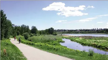  ?? To The Daily Courier ?? J.P. SQUIRE/Special
The $50-million Rotary/Mattamy Greenway is a 145-kilometre urban path that encircles the entire city of Calgary. It winds through 55 urban neighbourh­oods with one of the most scenic sections along the picturesqu­e Bow River, above.