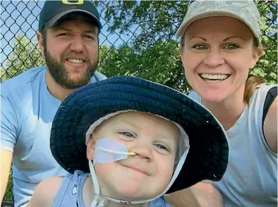  ??  ?? Taranaki couple Hayden and Aly Keeling moved to New York to find a treatment for their son Corey’s rare cancer. They have been there a month.