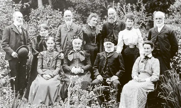  ?? PHOTOS: SUPPLIED ?? William and Mary Duff celebrate their 60th wedding anniversar­y on December 3, 1865, at MaryHill, Waihola. Standing are (from left) Adam Robert Duff and his wife Evelyn, John Alexander Duff and his wife Matilda , William Duff, Evelyn Maud Duff (daughter of Adam and Evelyn) and James Strain (husband of Elizabeth Duff). Sitting are (from left) Elizabeth Marshall Strain (nee Duff), Mary and William Duff and Jessie Josephine Duncan Duff. Absent are Marion Walker Soutter (nee Duff) and husband John.