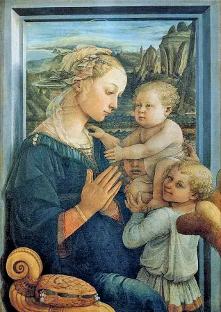  ?? Le opere ?? La «Madonna con bambino» del pratese Filippo Lippi (a destra) è uno dei dipinti custoditi nella Galleria degli Alberti sino al 2013. Quell’anno il presidente della Banca popolare di Vicenza trasportò la collezione, tra cui il capolavoro di Bellini «La Crucifissi­one» (sotto), a Vicenza