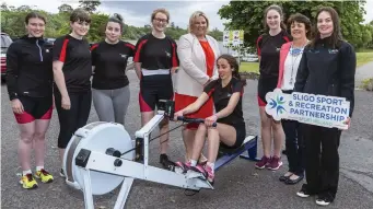  ??  ?? Michelle Carpenter Rowing Ireland, Deirdre Lavin and Theresa Kilgannon SSRP and girls from Sligo Rowing Club promoting a new school rowing programme ‘Get Going Get Rowing’ for girls.