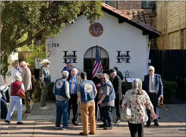  ?? PHOTOS BY SHERRY LAVARS — MARIN INDEPENDEN­T JOURNAL ?? Guests gather for a ceremony to commemorat­e one of San Rafael’s remaining railroad buildings, the former B Street station. It has been moved to A Street.