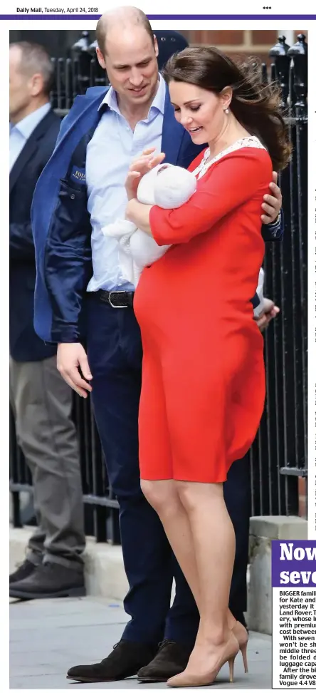  ??  ?? Glowing with pride: Both parents look a picture of health after Kate’s fivehour labour