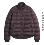  ??  ?? A slim-cut bomber gets an unexpected update from a puffed-up texture and a deep berry hue. The Strut your Puff Bomber from Kit and Ace is $398.