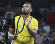  ?? TERTIUS PICKARD - THE ASSOCIATED PRESS ?? Nick Kyrgios of Australia reacts after winning his match against Jan-Lennard Struff of Germany at the ATP Cup tennis tournament in Brisbane, Australia, Friday, Jan. 3, 2020.