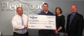  ?? SUBMITTED PHOTO ?? Fleetwood Bank presented the 2017 Fleetwood Bank Scholarshi­p to Zachary W. Moser, a 2017 Hamburg Area High School graduate. Left to right, Timothy Snyder, President & CEO Fleetwood Bank; Zachary M. Moser, Scholarshi­p Recipient; Casey Moser, Zachary’s...