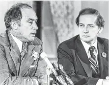  ?? HERALD ARCHIVES ?? In this photo from the 1970s, Canadian Prime Minister Pierre Trudeau is shown speaking at a function with MP Gerald Regan.