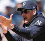  ?? AP ?? Aaron Boone was ejected for no apparent reason on Monday.