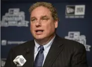  ?? JOHN MINCHILLO — ASSOCIATED PRESS FILE ?? In a Dec. 9, 2014, photo, New York Yankees president Randy Levine speaks during a news conference at Yankee Stadium in New York.