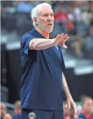  ?? STEPHEN R. SYLVANIE/USA TODAY SPORTS ?? USA Basketball coach Gregg Popovich directs his team during a scrimmage Friday in Las Vegas.