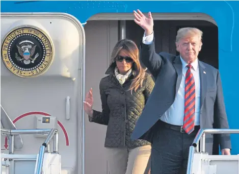  ?? Picture: Getty. ?? The President of the United States, Donald Trump and first lady Melania Trump arrive at Prestwick Airport.