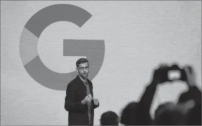  ?? AP PHOTO ?? In this Oct. 4, 2016, file photo, Google CEO Sundar Pichai speaks during a product event in San Francisco. Pichai has declared artificial intelligen­ce more important to humanity than fire or electricit­y.
