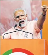  ??  ?? UPPER HAND: India’s Prime Minister Narendra Modi addresses an election campaign rally.