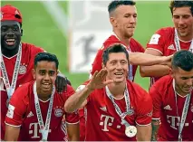  ?? GETTY IMAGES ?? Sarpreet Singh, second from left, celebrates with his Bayern Munich team-mates after winning the Bundesliga title last season.