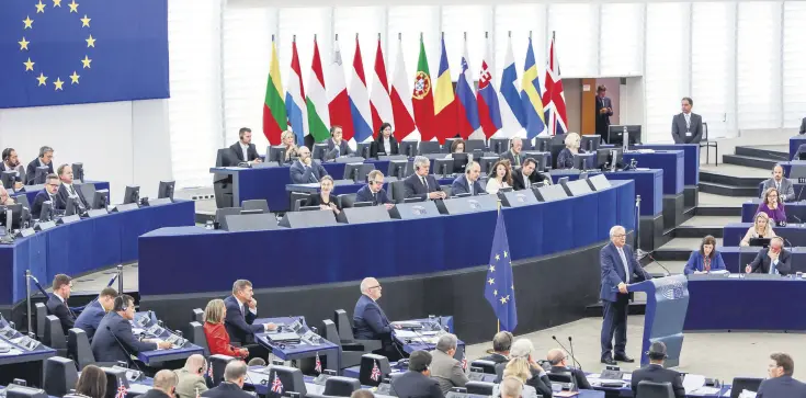  ??  ?? European Commission President Jean-Claude Juncker chairs a debate at the European Parliament in Strasbourg, France, Sept. 13.