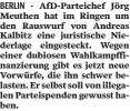  ??  ?? BERLIN - AfD-Parteichef Jörg Meuthen hat im Ringen um den Rauswurf von Andreas Kalbitz eine juristisch­e Niederlage eingesteck­t. Wegen einer dubiosen Wahlkampff­inanzierun­g gibt es jetzt neue Vorwürfe, die ihn schwer belasten. Er selbst soll von illegalen Parteispen­den gewusst haben.