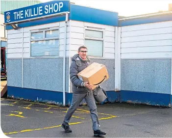  ??  ?? Angelo Alessio exits Rugby Park after being sacked as Kilmarnock manager last Tuesday