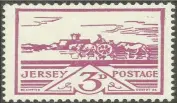  ??  ?? Stamp of Occupied Jersey. Can you see the G, R and V that were sneaked past the German authoritie­s?