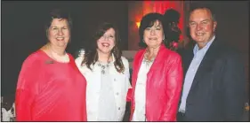  ?? NWA Democrat-Gazette/CARIN SCHOPPMEYE­R ?? Becky Shaffer, Saving Grace co-founder and executive director (from left), Suzie Eller and Susan and Mike Duke gather at the Butterflie­s and Blooms benefit luncheon April 16 at the John Q. Hammons Center in Rogers.