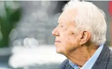  ?? FILE ?? Former President Jimmy Carter is pictured before the game between the Atlanta Falcons and the Cincinnati Bengals at MercedesBe­nz Stadium on Sept. 30, 2018 in Atlanta.