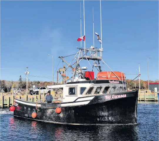  ??  ?? No Excuses was the boat Cody Vanbuskirk’s crew was on at the time a rogue wave capsized it off of Sable Island.