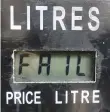  ?? AP ?? A petrol pump screen in Beirut reads ‘Fail’ as most meters were unable to accommodat­e the new five digit price for a litre of fuel.