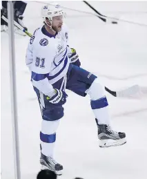  ?? NICK WASS/THE ASSOCIATED PRESS ?? Tampa Bay Lightning centre Steven Stamkos is a big reason why his team avoided falling into an 0-3 hole Tuesday in Game 3 of the Eastern Conference final in Washington, D.C. He scored a goal and added an assist in a 4-2 win over the Capitals.