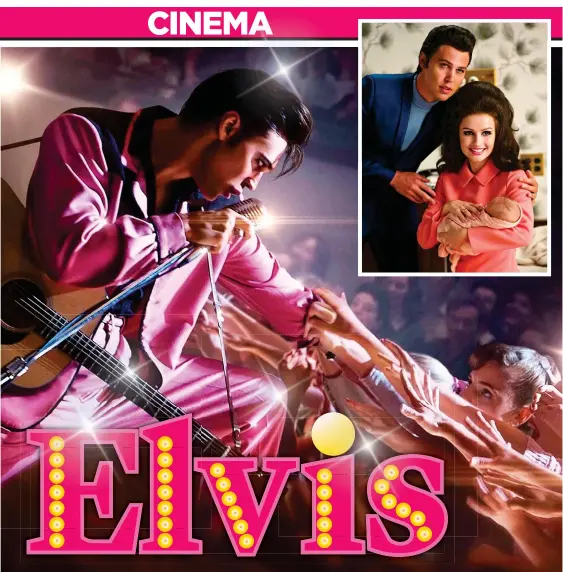  ?? ?? ELECTRIC: Austin Butler as Elvis. Inset: With Olivia DeJonge as his wife Priscilla. Bottom: Ethan Hawke in The Black Phone