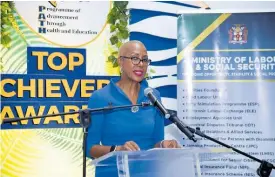  ?? ?? Education Minister Fayval Williams speaking at the PATH Top Achievers Awards ceremony.
