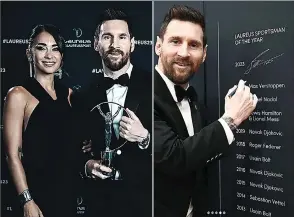  ?? (Pic: Goal.com) ?? PSG and Argentina superstar Lionel Messi was crowned Sportsman of the Year at the 2023 Laureus World Sports Awards.