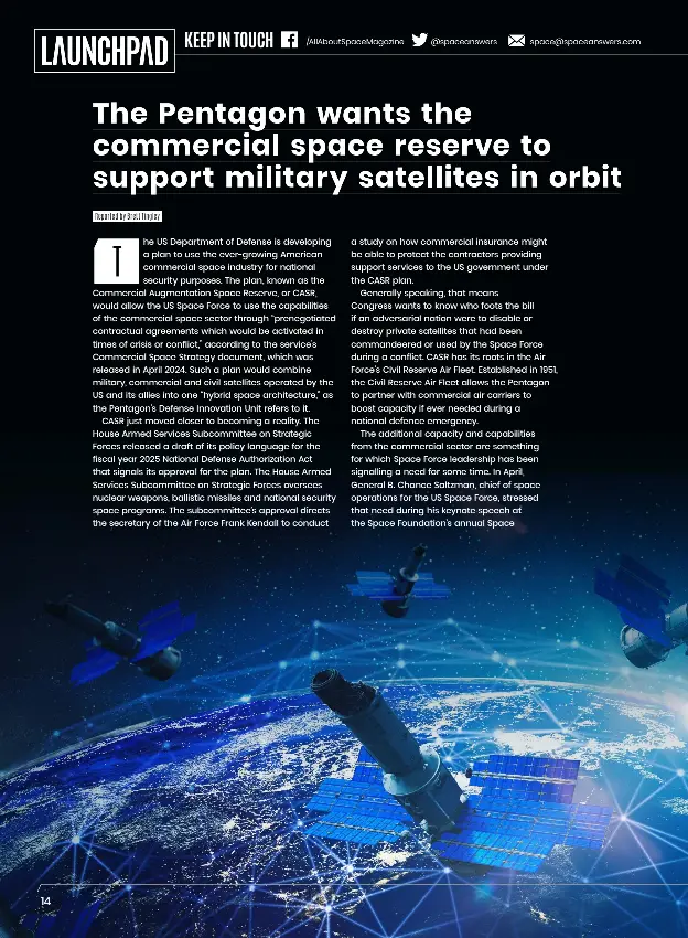 The Pentagon wants the commercial space reserve to support military ...