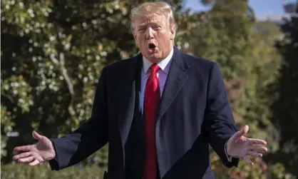  ??  ?? Donald Trump speaks to reporters at the White House. Photograph: Manuel Balce Ceneta/AP