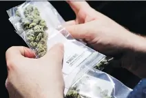  ?? NOAH BERGER/AP ?? With pot legalizati­on less than 80 days away, Ontario’s about-face to a private retail model could increase the chance that initial sales will fall short of expectatio­ns, says analyst Matt Bottomley.