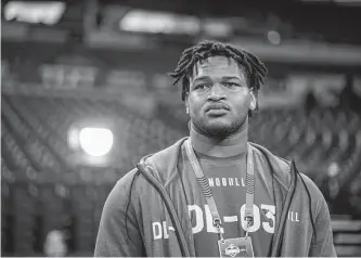  ?? Darron Cummings/associated Press ?? Georgia defensive lineman Jalen Carter, regarded as a top-five prospect, returned to the NFL combine after turning himself in on arrest warrants stemming from a fatal car crash.