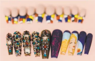  ?? Alison Yin / Special to The Chronicle ?? Pamper nail sets are presson nails that are meant to be reused and feature stunning designs. Pamper founder Vivian Xue Rahey shifted the company online during the pandemic.