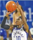  ?? AP FILE PHOTO/JAMES CRISP, FILE ?? Kentucky’s Rhyne Howard averaged 20.7 points, 7.3 rebounds and 3.8 assists for the Wildcats last year.