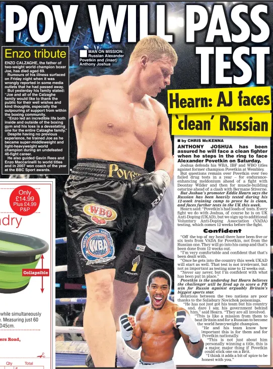  ??  ?? £14.99 £ £ £ MAN ON MISSION: Russian Alexander Povetkin and (inset) Anthony Joshua