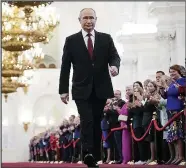  ?? ?? STRIDE: Vladimir Putin at inaugurati­on yesterday