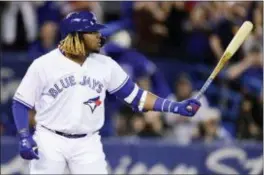  ?? FRANK GUNN/THE CANADIAN PRESS VIA AP ?? Toronto Blue Jays’ Vladimir Guerrero Jr. takes his first at-bat during the second inning of Friday’s game against the Oakland Athletics.