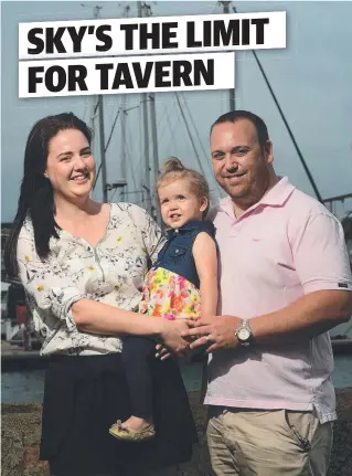  ?? Picture: EVAN MORGAN ?? MAJOR RENOVATION: Holly and Wes Newman, with daughter Grace, 2, are moving their Crown on Palmer bar and restaurant further along Palmer St.